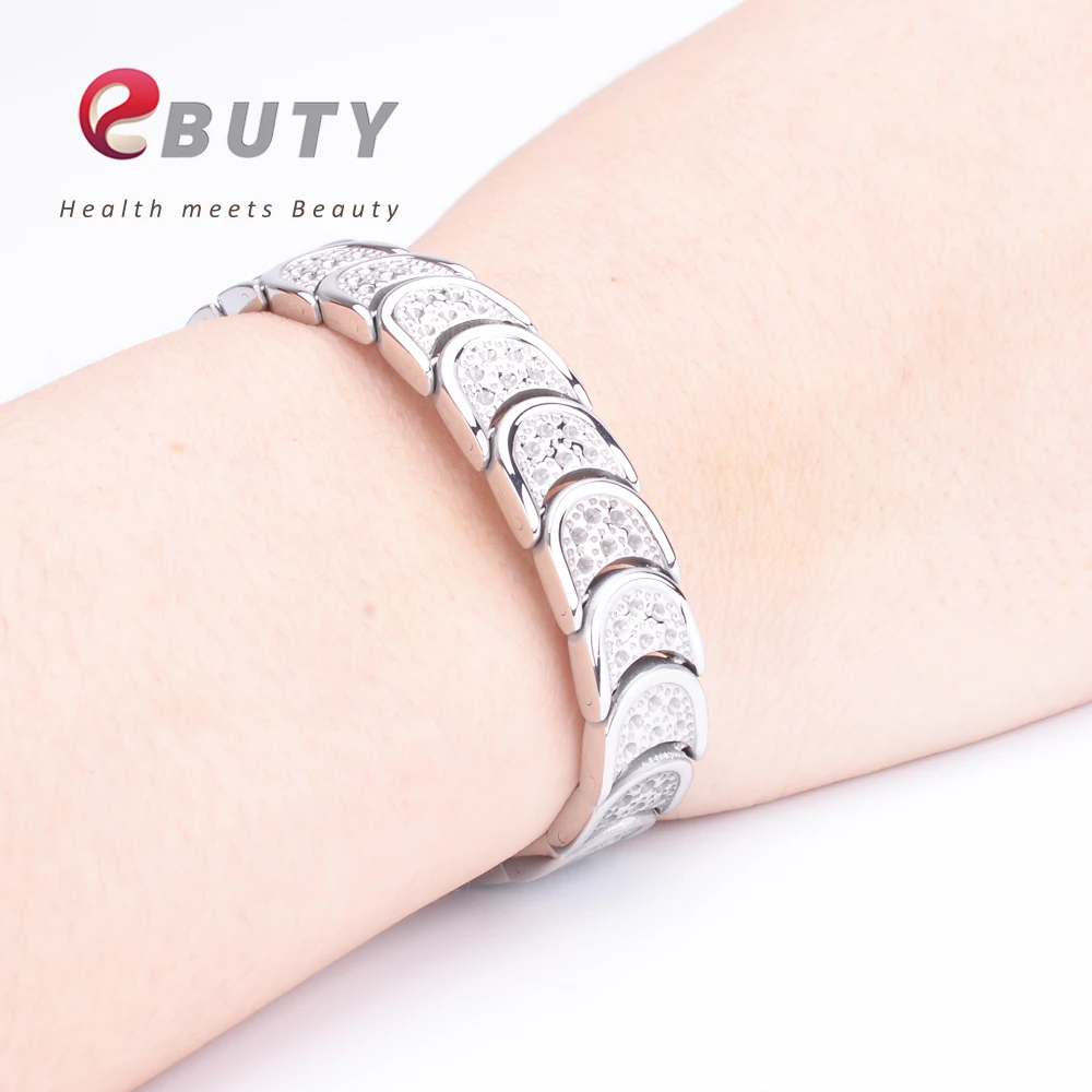 EBUTY FIR магнитные Энергетические Браслеты для женщин Серебряный титановый браслет подарок браслет с коробкой высокое качество