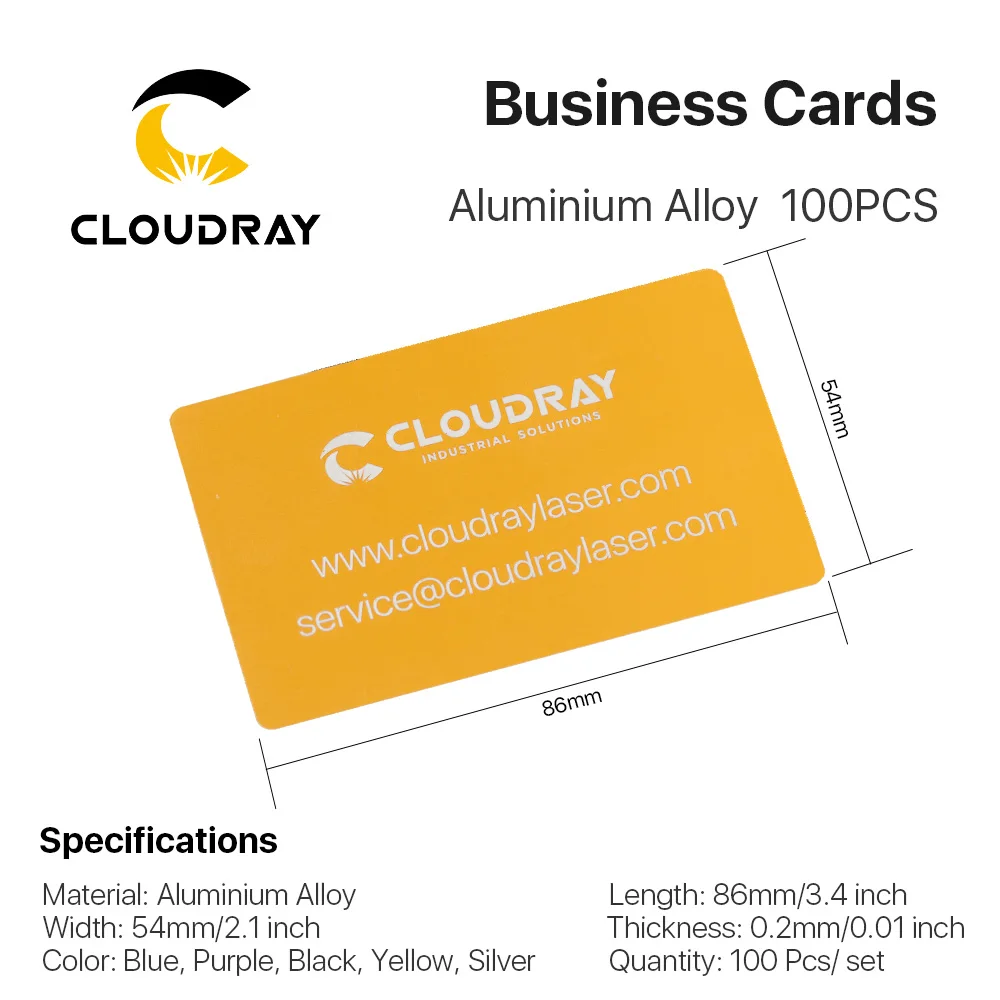 Cloudray 100 шт./лот визитные карточки многоцветный алюминиевый сплав металлический лист тестовый материал для лазерной маркировки машины