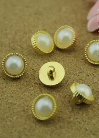 Золотые круглые жемчужные пуговицы из смолы diy Смешанные 2 отверстия украшения