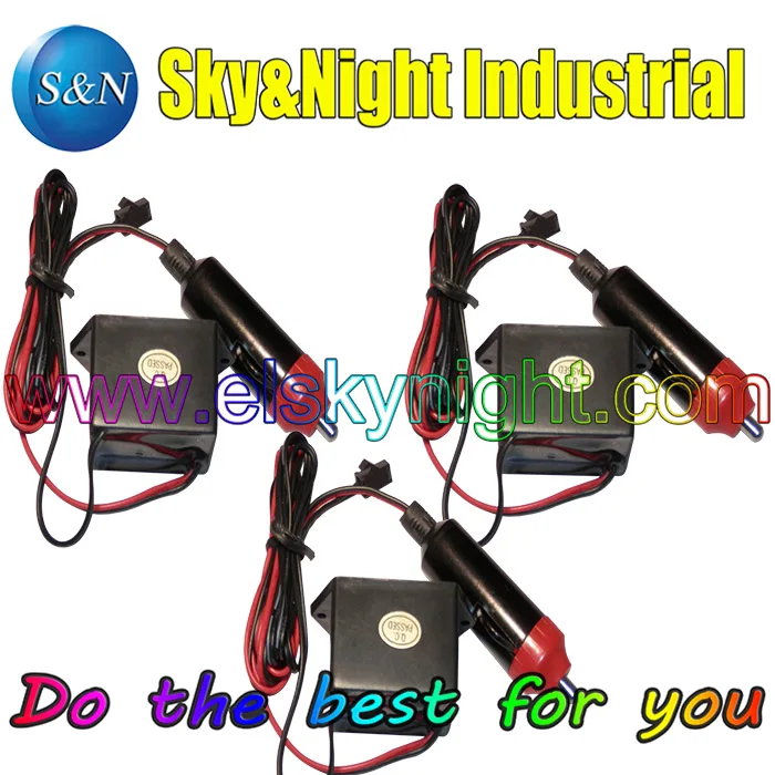 (20Pc/Lot) Waterproof 12V DC Inverter wtih cigar lighter can run EL wire 1-5M +Free shipping