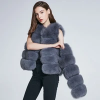 jkp womens warm natural fox fur coat short winter fur coat fox fur female removable sleeves