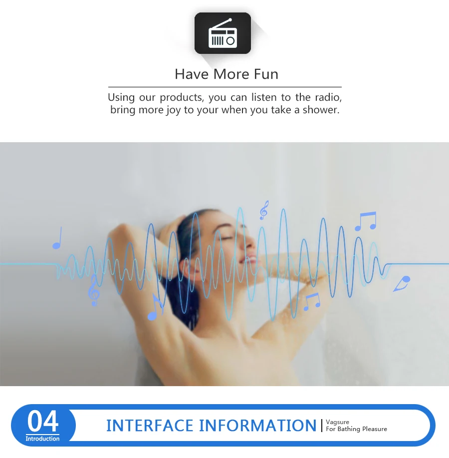 Vagsure 1 шт. цифровая душевая панель управления fm-радио вентиляторный динамик водонепроницаемый IPX5 для управления Лер аксессуары для душевой кабины