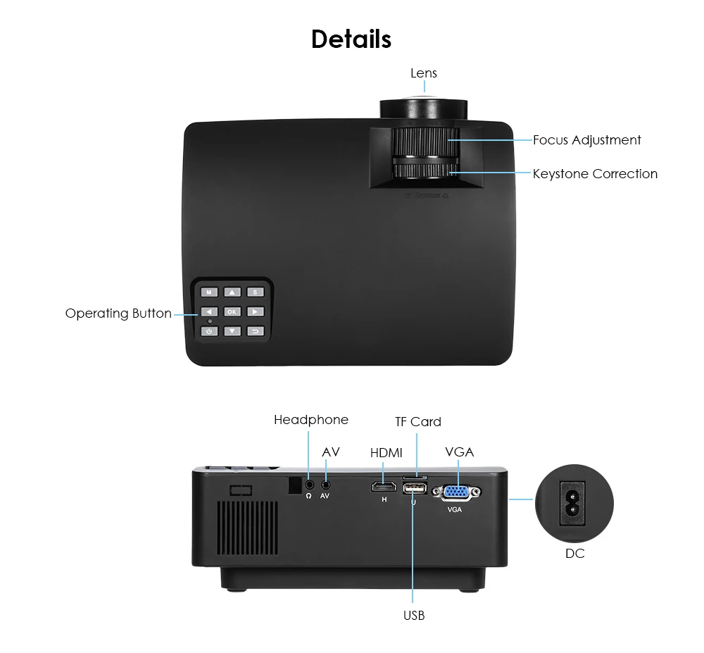 Coolux A8 проектор 1500LM 854*480 Поддержка HD 1080 P BT4.0 HDMI 4 K видео домашний кинотеатр LCD 2,4/5,0 ГГц Wi-Fi, умный проектор на Android