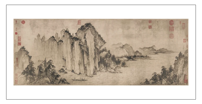 

traditional Chinese painting scenery landscape pastoral picture painting vintage poster Chibi mountains chinese art