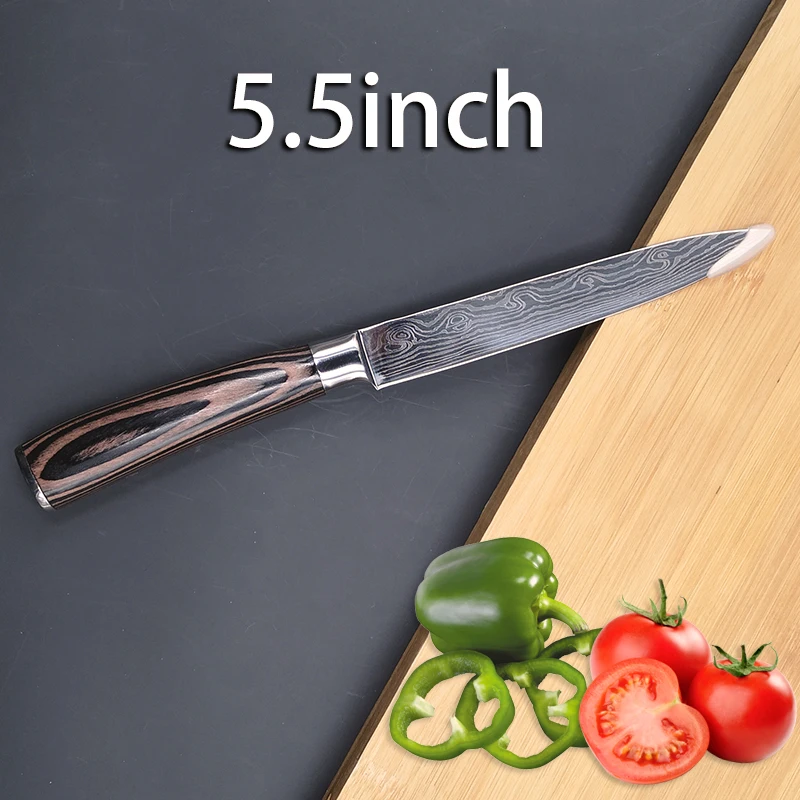 Дамасские Ножи из нержавеющей стали с венами цветная деревянная ручка