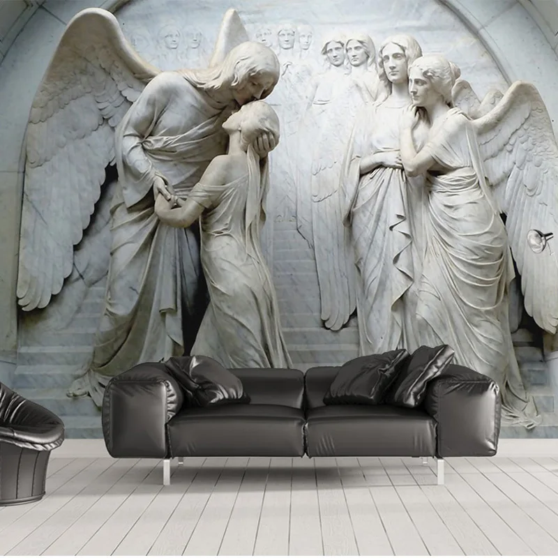 3D Stereoscopic Wall Papers Embossed Angel Photo Wallpaper Mural Living Room Bedroom Behang Self Adhesive Vinyl / Silk | Обустройство