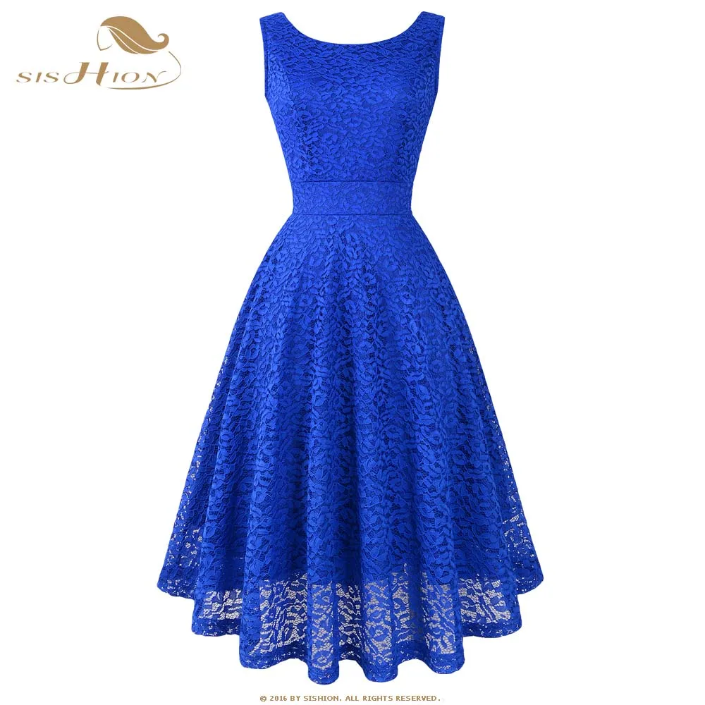 Женское кружевное платье без рукавов SISHION черное зеленое розовое красное