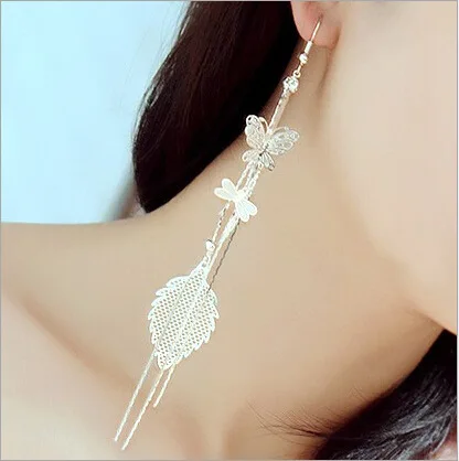 Горный хрусталь серьги стрекоза стройная бахромой преувеличены линия уха для