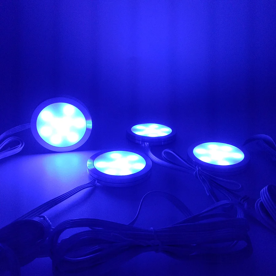 DC12V светодиодный под кабинет освещение 4 шт. светодиодный шайба Llights с Беспроводной РЧ пульт дистанционного управления, с регулируемой яркостью для пространства под прилавком, полка, мебельная подсветка