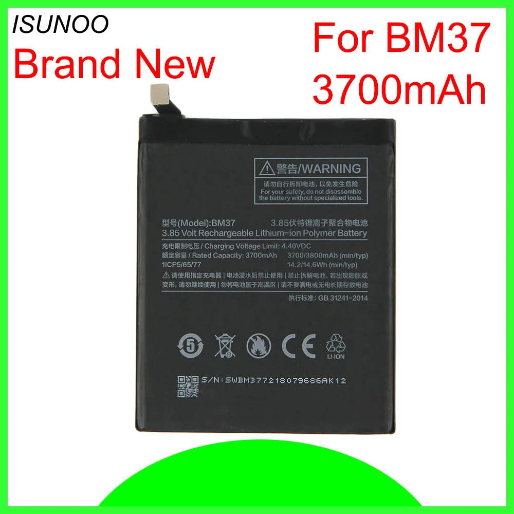 

2pcs/lot BM37 Battery For Xiaomi Xiao mi Mi 5s plus Mi5s plus 3700mAh Mobile Phone Batteries