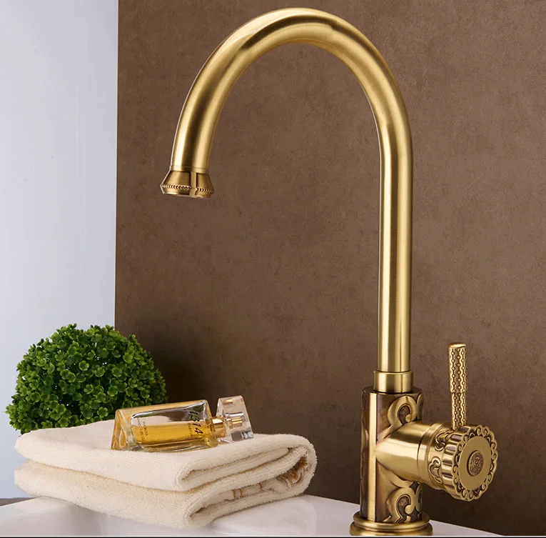 Роскошный H62 латунный античный художественный смеситель для кухни ванной