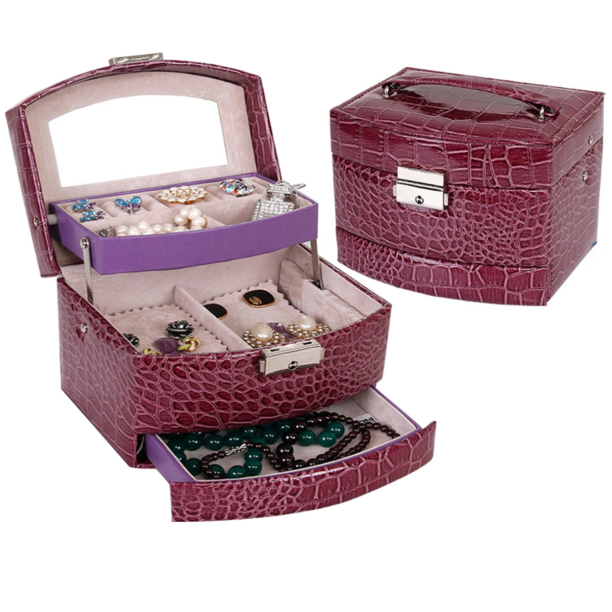 Многослойная Автоматическая кожаная шкатулка для ювелирных изделий Laspera