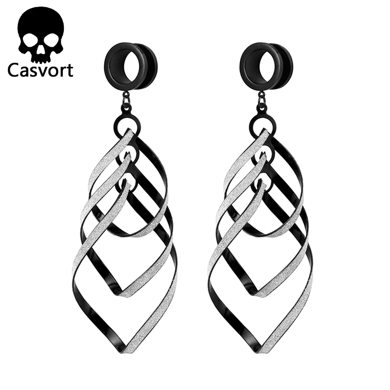 black Casvort из нержавеющей стали винтовые беруши oreille Пирсинг туннели ювелирные изделия для тела Висячие расширители пара распродажа измерительные приборы - Окраска металла: black