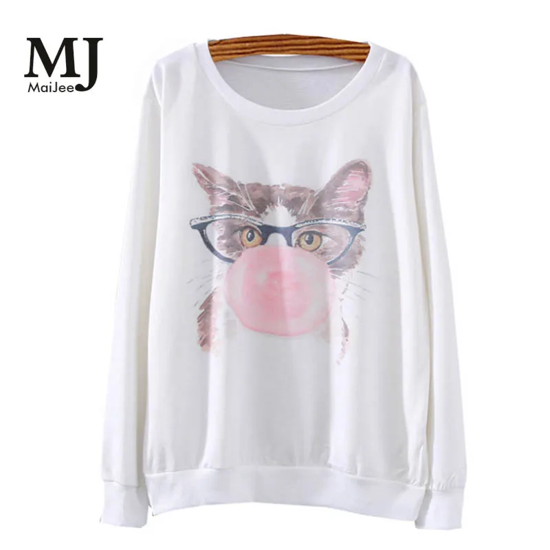 

MJ007A 2018 Sweatshirt Women Harajuku Kpop 3D Print CAT Jaqueta Feminina Tracksuit Moleton Feminino Hoodies Sudadera Mujer Tops