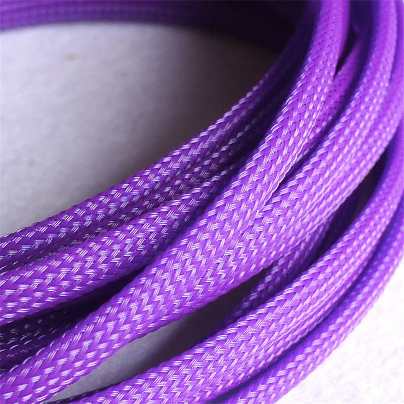 

Purple - High quality 6mm Braided PET Expandable Sleeving High Density Sheathing Plaited Cable Sleeves