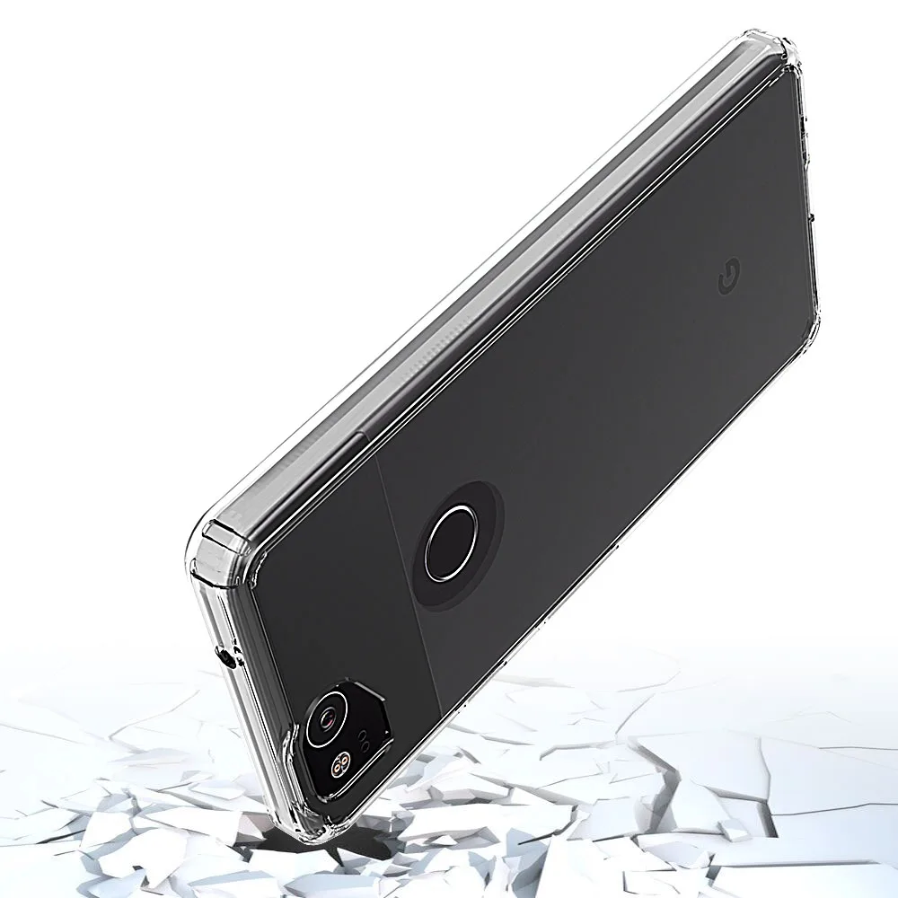 Тонкий прозрачный чехол для Google Pixel 2 мягкая рамка из ТПУ жесткий с защитой от