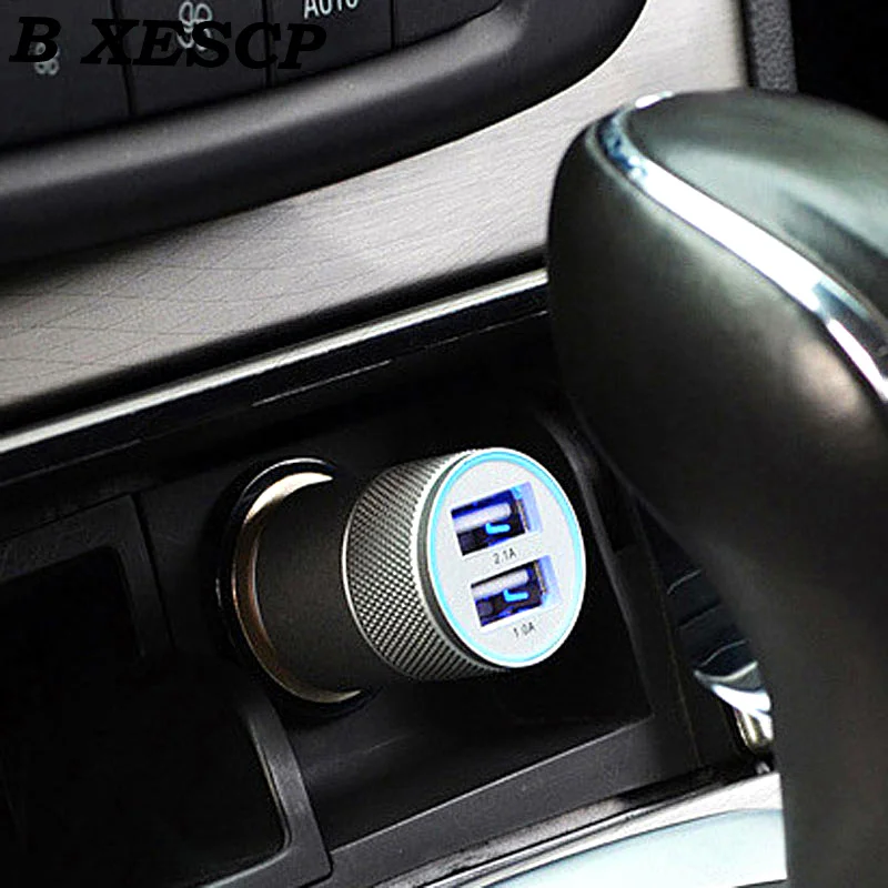 Автомобильное зарядное устройство с двумя USB 2 1 в маленькое стальное для Citroen Пежо