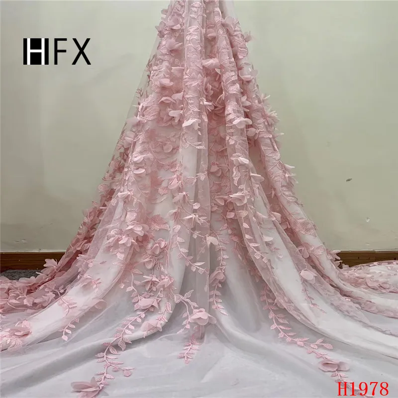 HFX французское кружево бирюзовое синее 3d Цветы Вышивка Тюль ткань высокого