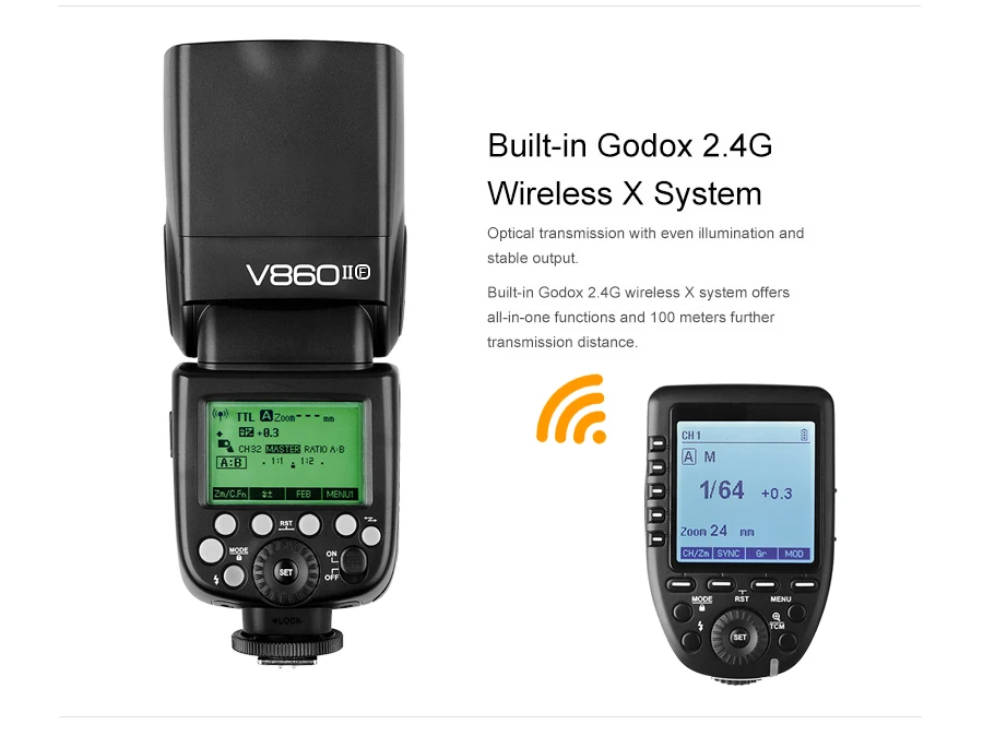 Godox V860II-F ttl GN60 2,4G Высокоскоростная синхронизация 1/8000s Li-on Аккумулятор камера Вспышка Скорость lite+ Xpro-F триггер для Fujifilm
