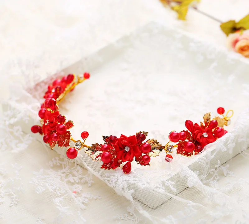 HIMSTORY цветок ручной работы красного цвета в форме листьев головная повязка