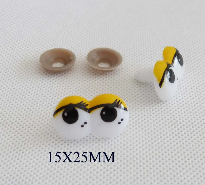15x25mm 100 шт./лот, стиль, Мультяшные игрушечные глаза, пластиковые защитные глаза и мягкая шайба для поделок своими руками, кукольные поделки-вариант стиля - Цвет: 15x25mm