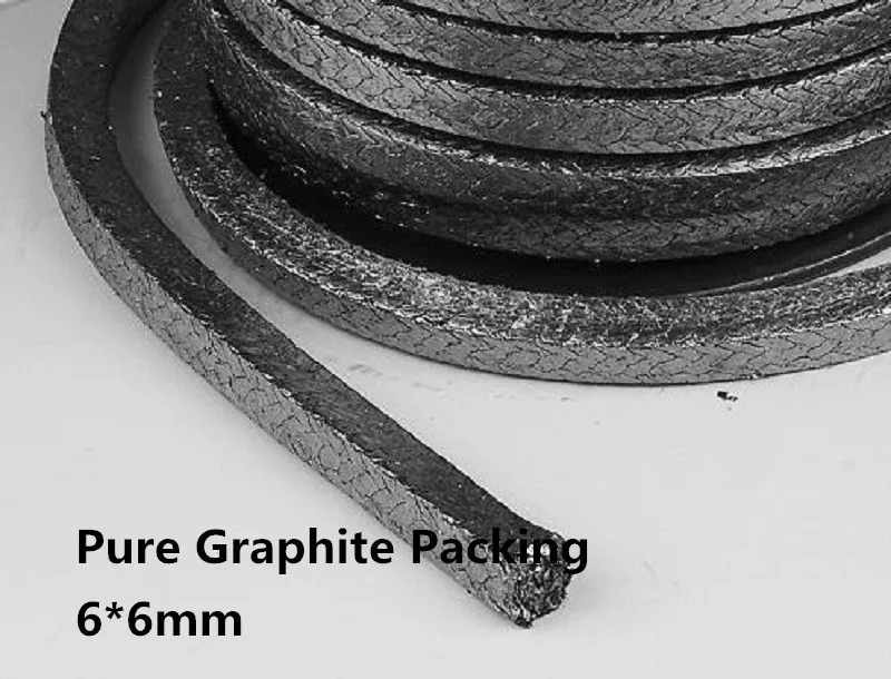 

6*6mm Expanded graphite braided packing 2meters /graphite packing /Graphite Gland Packing Rope