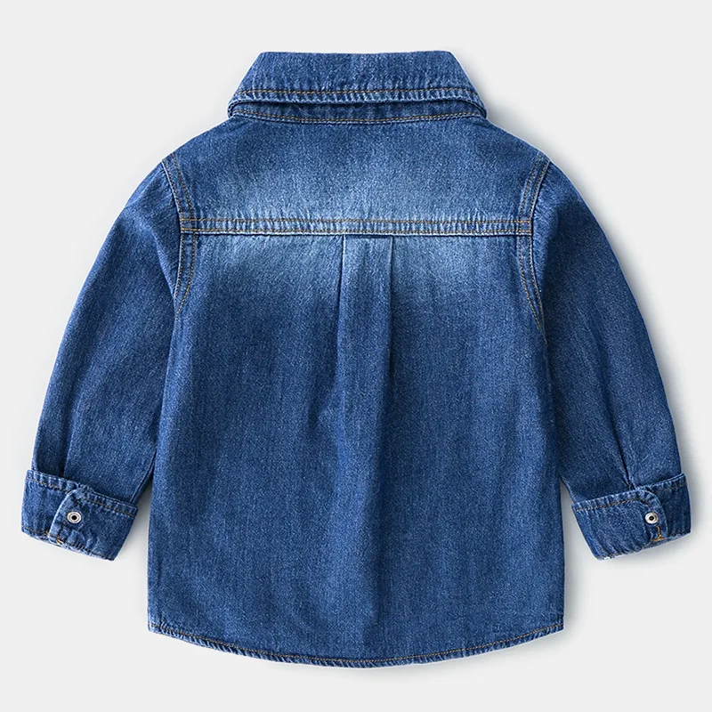 Весна 2019 одежда для мальчиков детская джинсовая рубашка с длинным рукавом