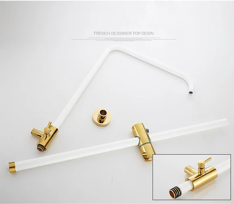 Senducs набор для душа белого и золотого цвета с качественным латунным санузлом душ