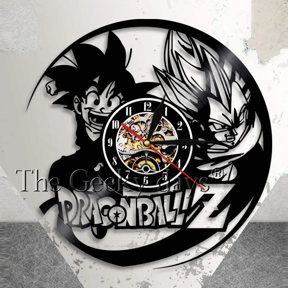 Dragon Ball Z Вегета Тихая настенные часы Аниме Сделано из настоящей Виниловая