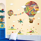 Многоцветный воздушный шар, пингвин, медведь, наклейки на стену, домашний мультфильм, украшения для детской комнаты, декор для спальни, ПВХ, росписи, художественный постер