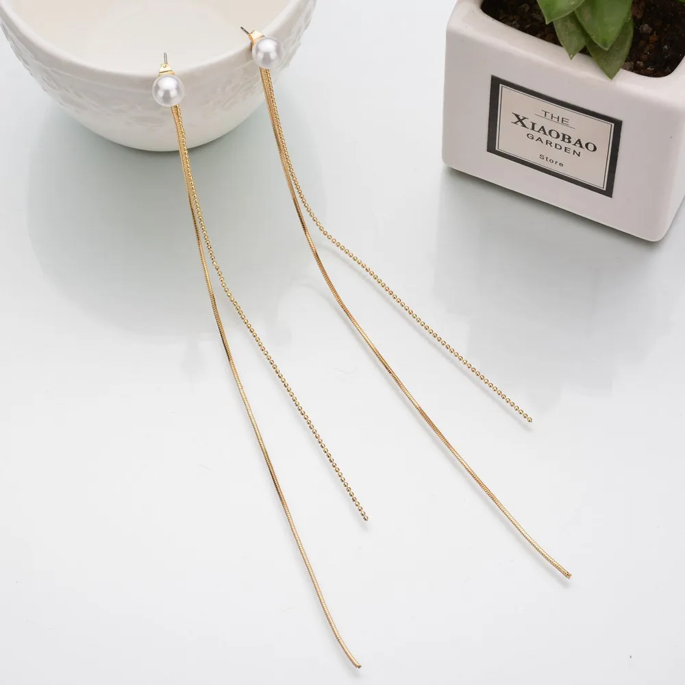 UAM Hyperbole панк золотой цвет супер длинные висячие серьги с кисточками маленькие