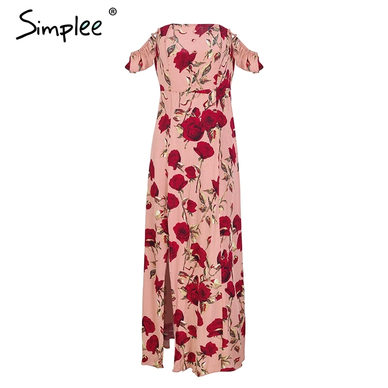 Simplee Bobo длинное платье с цветочным принтом и разрезом женское сексуальное Макси