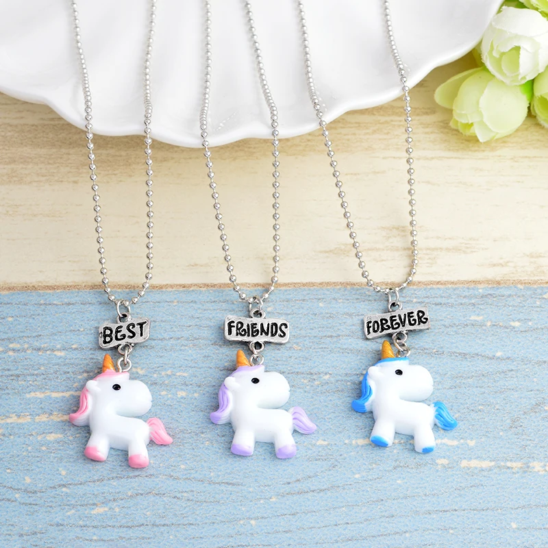 

Super Cute Unicorn ! Rainbow Beast with a horn Best friend necklace set Cute jewelry BFF jewelry Gift for friends