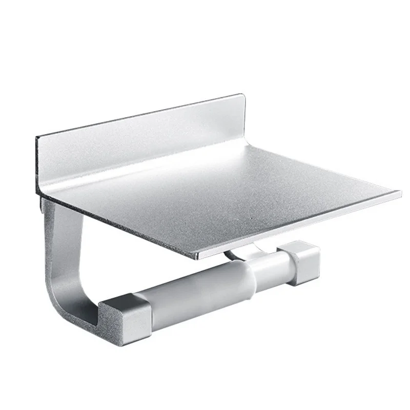 toilet paper punch free holder with phone shelf wall mounted bathroom accessories tissues roll dispenser aluminum free global shipping