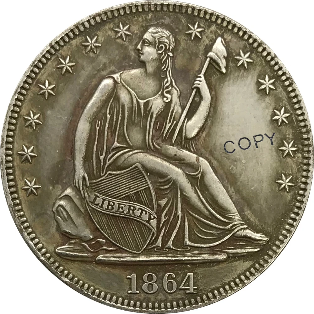 

США 1864 половина доллара Мельхиор Посеребренная копия монеты