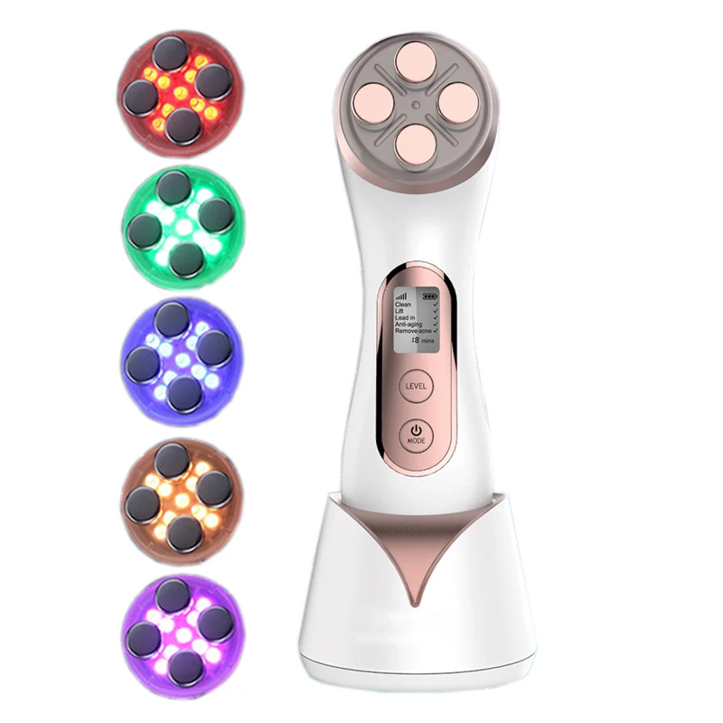 EMS MicroCurrent Vibration Skin Care Tighten Lifting Facial LED Photon Radio Frequency Wrinkle Removal Beauty Massager Machine | Красота и