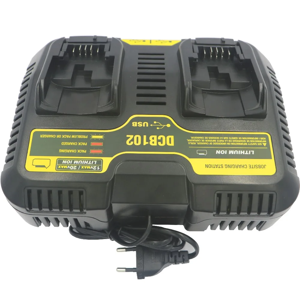 Dvisi литий ионная батарея двойное зарядное устройство usb 4.5A макс для Dewalt 10 8 V 12V 14 4 18V