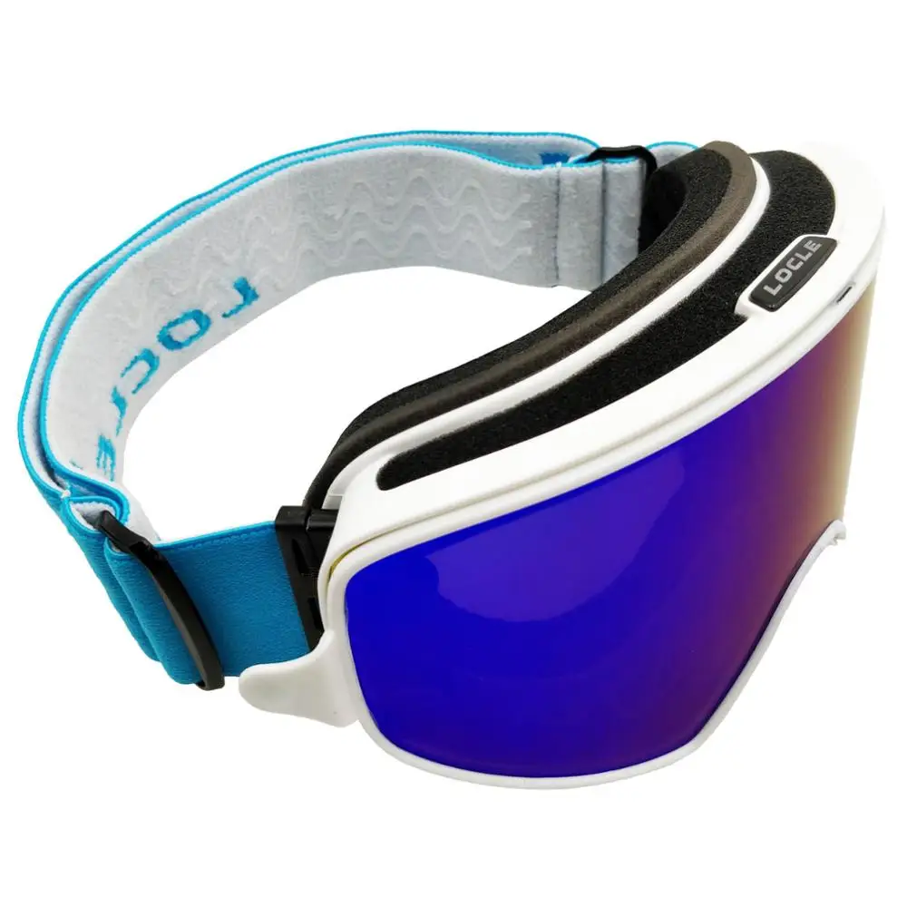 Blue Glasses Магнитные лыжные очки LOCLE UV400, анти-туман, лыжная маска для сноуборда, лыжная маска 2 s, Быстросменные лыжные очки для мужчин и женщин, лыжные очки - Цвет: Blue Glasses