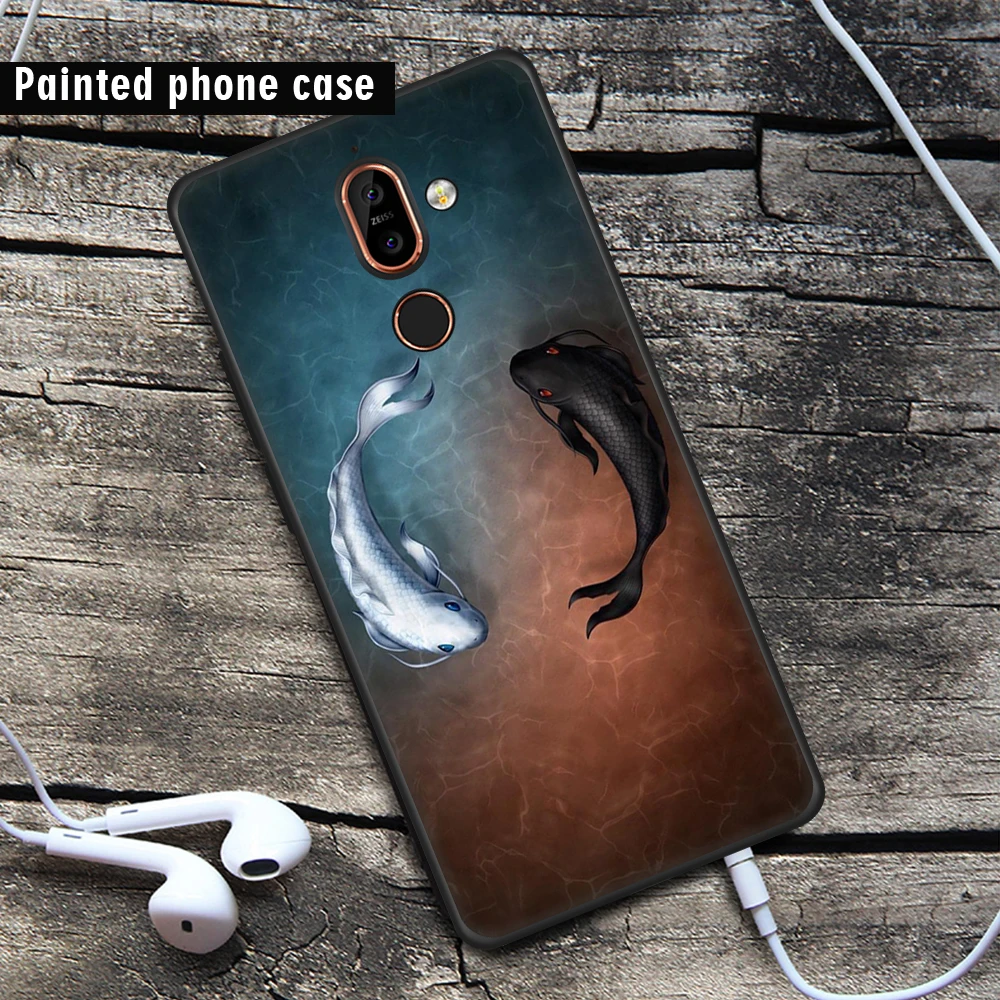 Силиконовый чехол с узором для Nokia 8 Защитная черная матовая задняя крышка из ТПУ