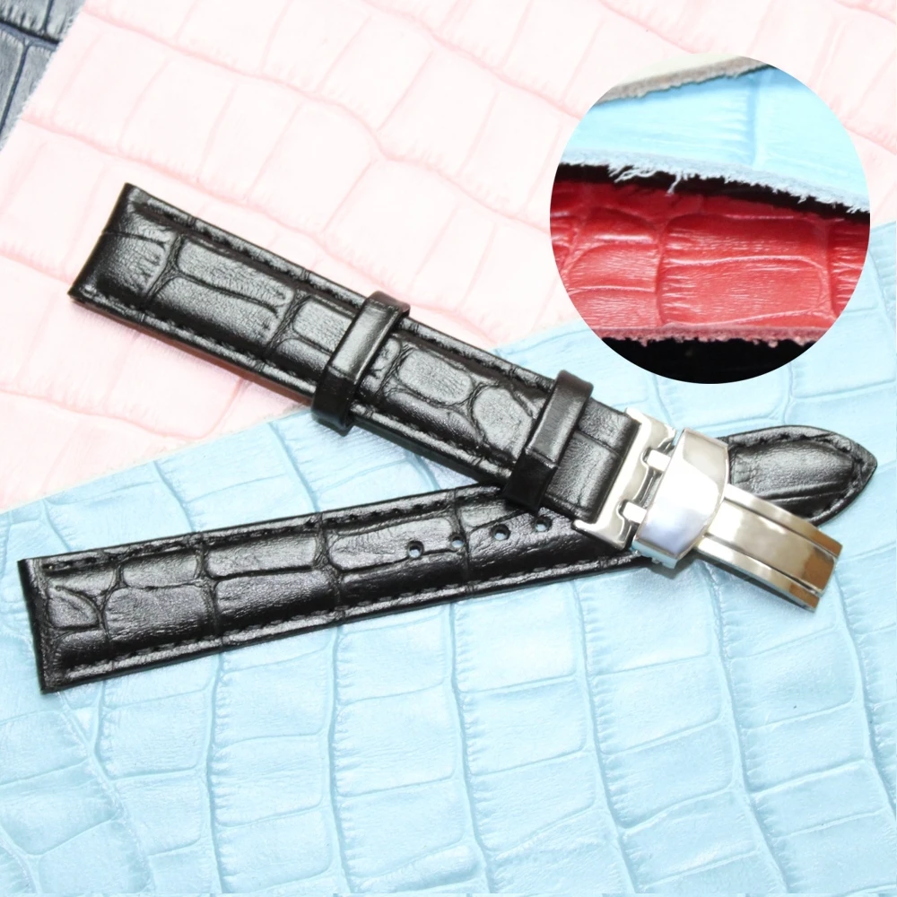 16 мм черный ремешок для часов из натуральной кожи унисекс Croco WB1037D16GB|watch band strap|band