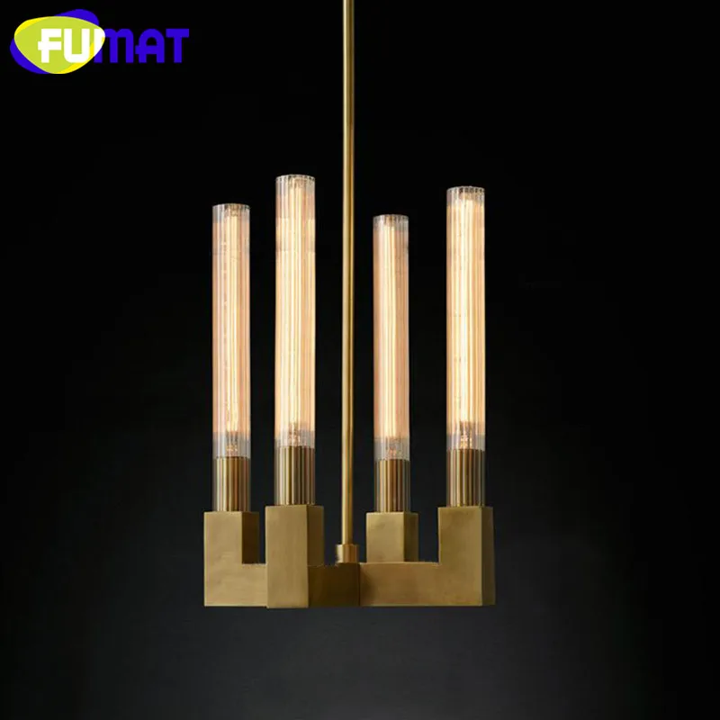 Винтажная медная цветная Люстра для гостиной со стеклянным абажуром в