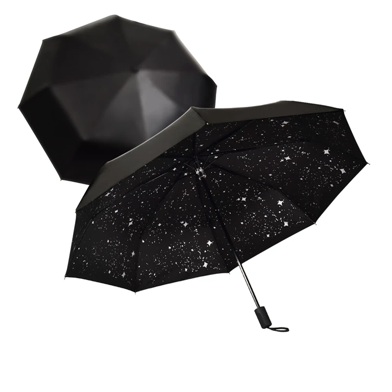 Модные черные звезды женский зонт в три раза защита от ветра анти Солнечный с