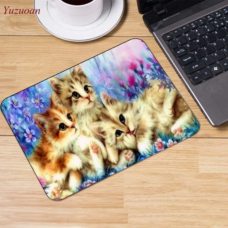22x18cm Yuzuoan коврик для мыши Горячая Милая картинка с кошкой Противоскользящий ноутбук ПК коврик для мышки Коврик Для Мыши оптическая лазерная мышка большая рекламная акция Россия - Цвет: 22x18cm