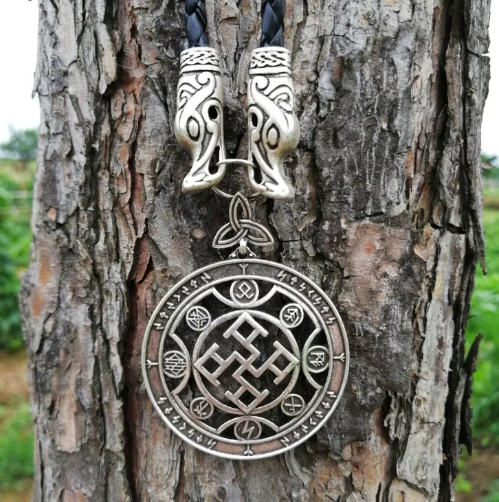 Античное серебряное ожерелье Vegvisir компас Ворон Вольф подвеска в виде топора Руна