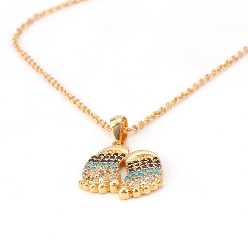 MEIBEADS Micro Pave Cz Crystal Foot Charms Necklaces Pendants Gold Color For Women Summer Jewelry EY6232 | Украшения и аксессуары