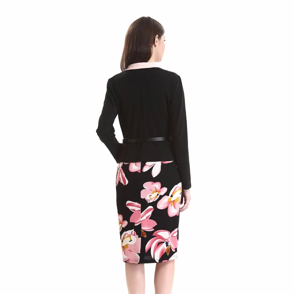 Плюс размер 2 шт элегантные женские наборы 2017 печатное облегающее платье без