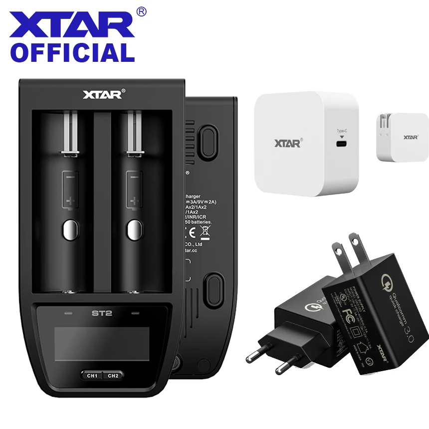 XTAR ST2 быстрое зарядное устройство 30 мин Полная зарядка type-C USB зарядное устройство QC3.0 PD45II адаптер настенная зарядка 20700 21700 18650 зарядное устройство