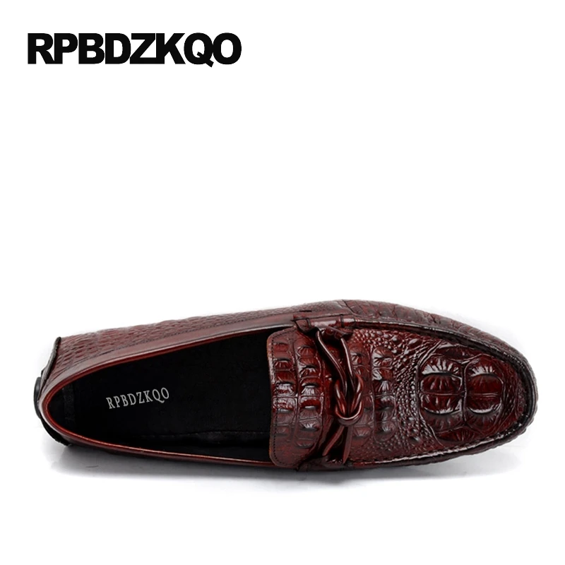 Men Casual Shoes Hot Sale Burgundy Black Alligator Loafers Cow Leather Slip On Real Crocodile 2017 Fashion Genuine Moccasins | Обувь