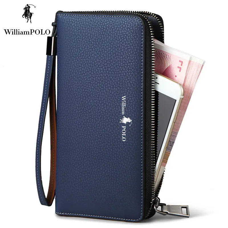 WILLIAMPOLO 100% Натуральная Кожа Мужской Кошелек Мешок Руки Мужчины Сцепления Сумочка