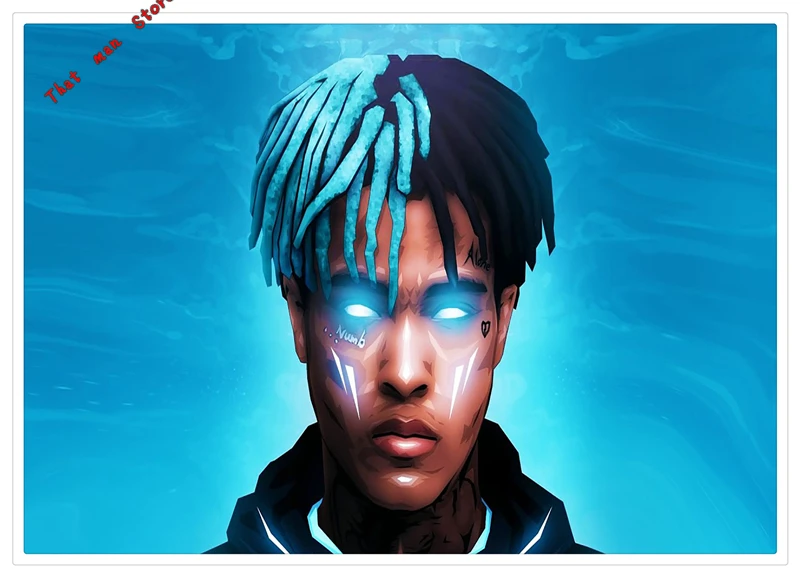 XXXTentacion рэп хип-хоп музыка Звезда Певица художественный плакат белая бумага с покрытием печать живопись для домашнего декора Настенный художественный плакат - Цвет: Серый